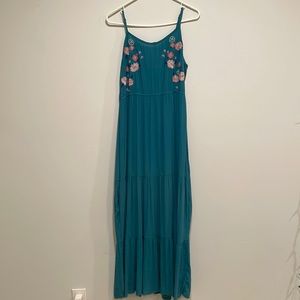 Teal Maxi Floral Dress
